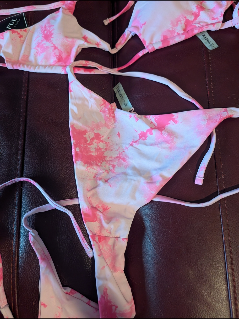Pink Tie-Dye String Bikini Set